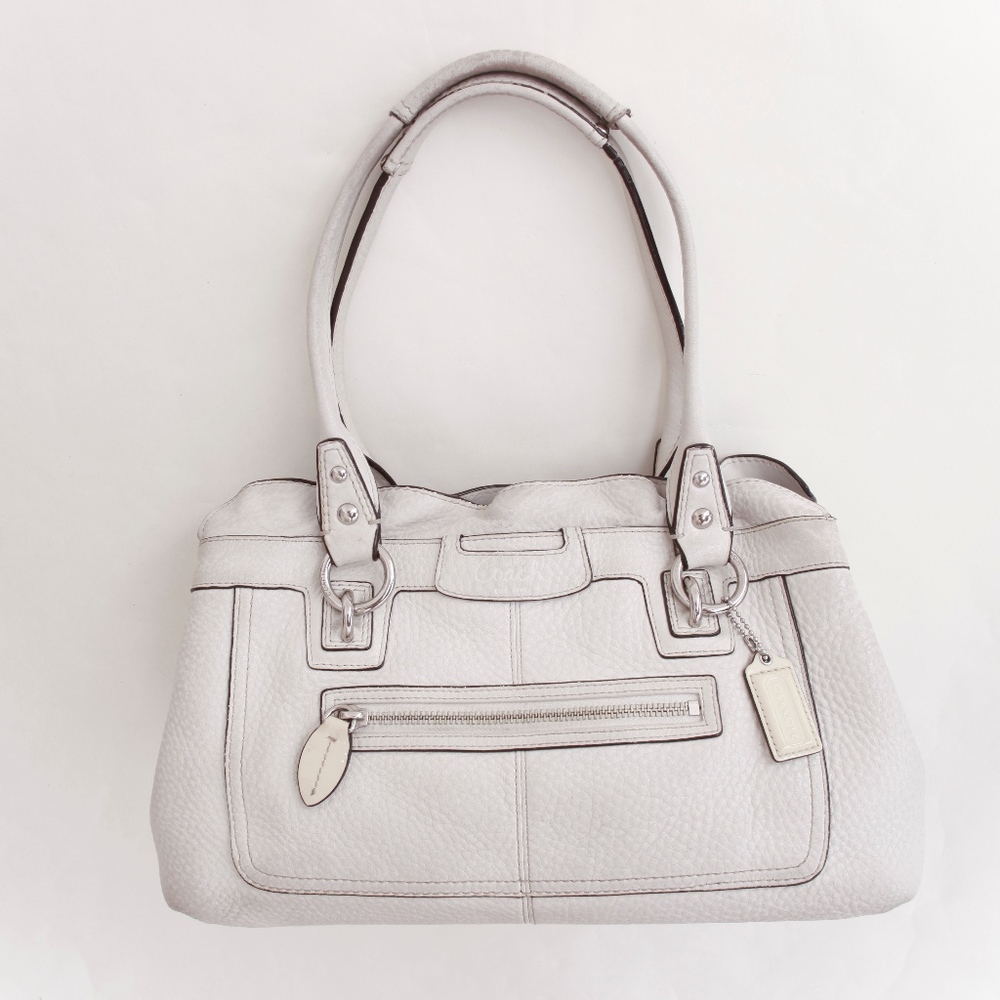 Coach Pebbled Leather Handbag - Ivory Shoulder Bag